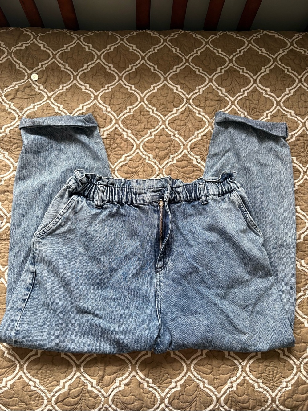 New Look Light Blue Boyfriend Jeans with Elastic Waist
